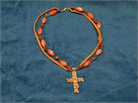 Coral Cross Necklace