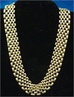 Gold Tone Linked Chain Necklace - Wide