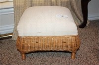 Wicker Footstool with Upholstered Top