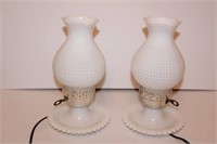 Pair of Milk Glass Bedside Lamps