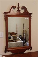 Wood Framed Mirror with Carved Crest