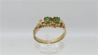 Gold over Sterling Ring with Green Stones