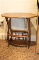 Oval Side Table with Magazine Rack