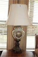Vintage Hand Painted Lamp with Shade