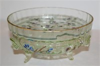 Vintage Footed Hand Painted Bowl with