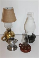 Vintage Oil Lamps & Candlestick Holder