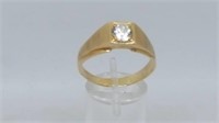 14K Yellow Gold Men's Ring with White