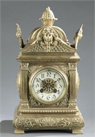 F. Marti Louis XV style brass case mantle clock.