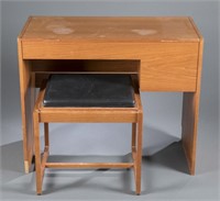 Mid-century modern teak vanity with stool.