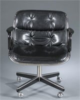 Vintage Knoll black leather office chair.