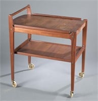 2-shelf wooden tea cart