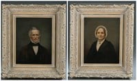 Pair of American school portraits. 19th century.