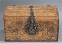 Carved Continental chest / trunk, 18th century.