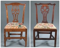 2 Chippendale side chairs, 18th century.