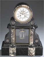 French granite mantel clock, late 19th century.