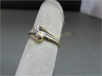 Diamond Ring Size 8.75, 10K Gold Approx. 1.6 Grams