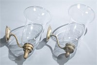 4 Federal clear glass & brass shield wall sconces.