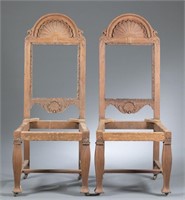 Group of 8 chairs with large shell carvings.