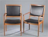 Two Danish armchairs with black upholstery