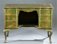 Continental Japanned keyhole desk, 19th c.