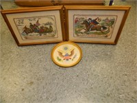 VINTAGE FRAMED NEEDLEPOINT PAUL REVERE, WASHINGTON