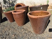 (5) Assorted Rustic Medium and Medium Large Pots
