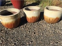 Set of Three Medium Small Pots with Latte Glaze