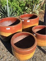 Set of Four Amber Drip Pots, Med/Small