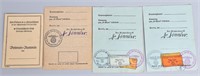 4-GERMAN NAZI SS ID CARDS, 3 STAMPED H. HIMMLER