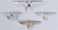 4-WW2 GERMAN NATIONAL EAGLE HAT DEVICES