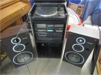 vintage sony stereo system & speakers w/stand
