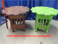 pair of spanish carved wooden end tables