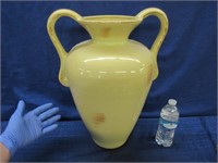 modern yellow ceramic 2-handle vase - 20in tall
