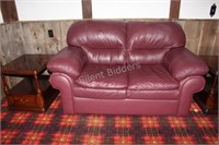 Newer Leather Burgundy Love Seat with Double Top