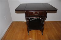 Mahogany Finish Drop Leaf Tea Cart