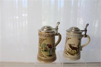 Vintage Stoneware Lidded Beer Steins