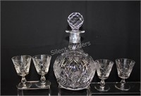 Brilliant Cut Crystal Decanter & Cordial Stemware