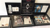Lot of six framed watch advertisements average