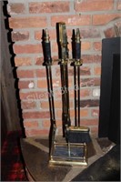 Brass with Marble Base Fire Place Set