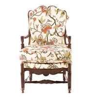 French country carved wood fauteuil