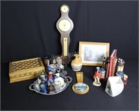 Carved Jewellery Box, Miniature Liqueurs & Bookend