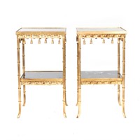 Pair Regency style gilt-metal side tables