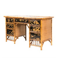 Chinese bamboo and wicker desk
