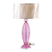 Pink art glass table lamp
