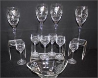 Cornflower Twisted Stemware Wine Glasses & Bowl