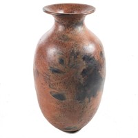 Large Mexican burnished ceramic floor vase