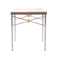 Directoire style chrome marble top table