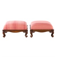 Pair Louis XV style walnut foot stools