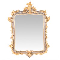 Italian Rococo style gilt and silvered wood mirror