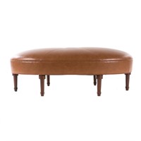 Hickory Chair leather upholstered ottoman